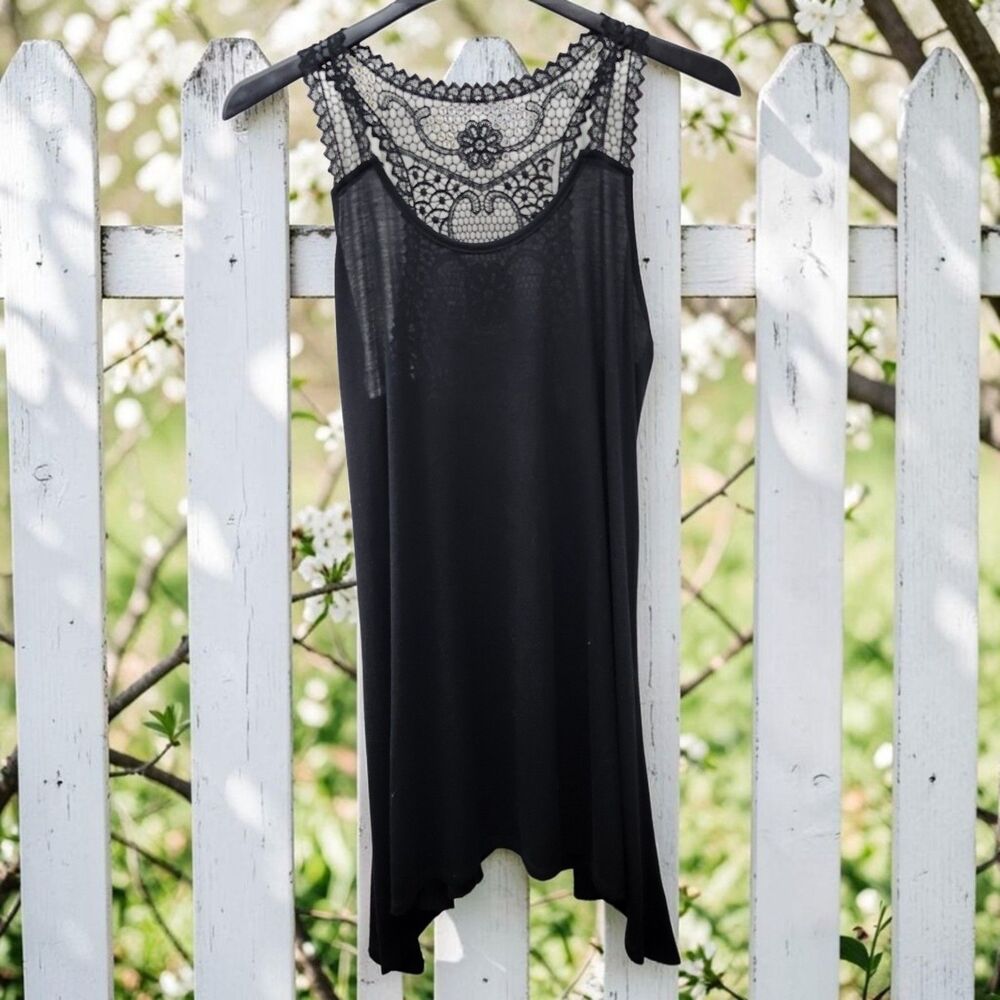 Portocruz Dress Swimsuit Cover Up Womens XL Asymmetrical Hem Black Whimsigoth